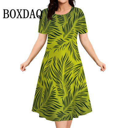 Summer Flowers 3D Printed Short Sleeve Dress Women Casual Fashion Plus Size Round Neck Loose Dress For Women Large Size 8XL 9XL