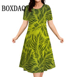 Summer Flowers 3D Printed Short Sleeve Dress Women Casual Fashion Plus Size Round Neck Loose Dress For Women Large Size 8XL 9XL