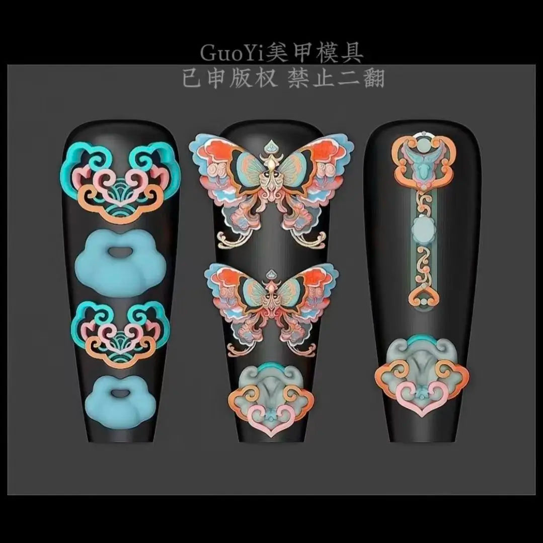 1pc Bowknot Candles Jellyfish Shell Rose Leaf  3D Acrylic Mold Nail Art Decoration Nails DIY Design Silicone  Nails Mold