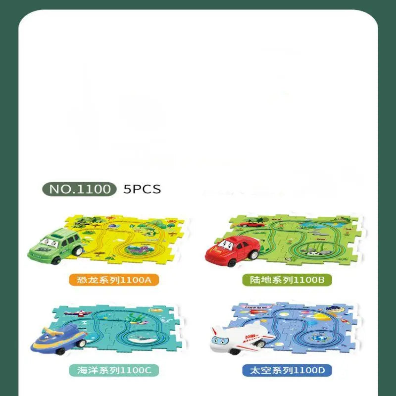 Kids puzzle rail car DIY assembly electric trolley automatic rail city scene building puzzle toys