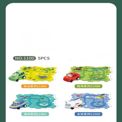 Kids puzzle rail car DIY assembly electric trolley automatic rail city scene building puzzle toys