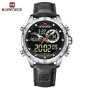 NAVIFORCE Luxury Original Watches For Men Casual Sport Chronograph Alarm Quartz WristWatch Leather Waterproof Digital Clock 9163