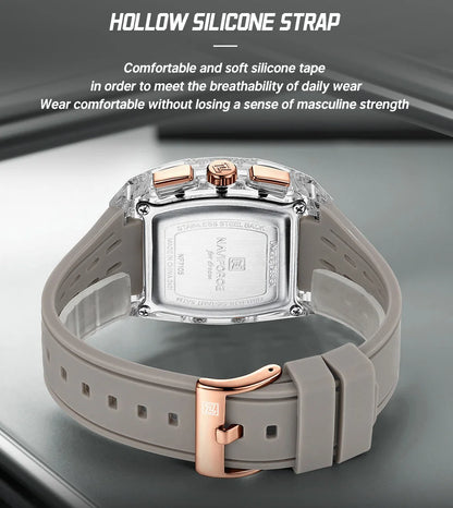 New NAVIFORCE Men's Quartz Multifunction Watches Fashion Sports Chronograph 5ATM Waterproof Silicone Band Casual Man Wrist Watch
