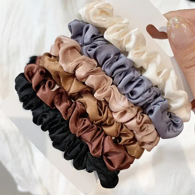 3/5/6Pcs Elegant Ponytail Holder Rubber Band Elastic Hairband Hair Accessories Silk Satin Scrunchies Women Solid Color Hair Rope