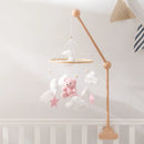 Baby Crib Mobile Rattle Toy Wooden Bed Bell Mobile Hanging Teddy Velvet Bear Doll Toy Newborn Music Box Crib Mobile Bracket Gift