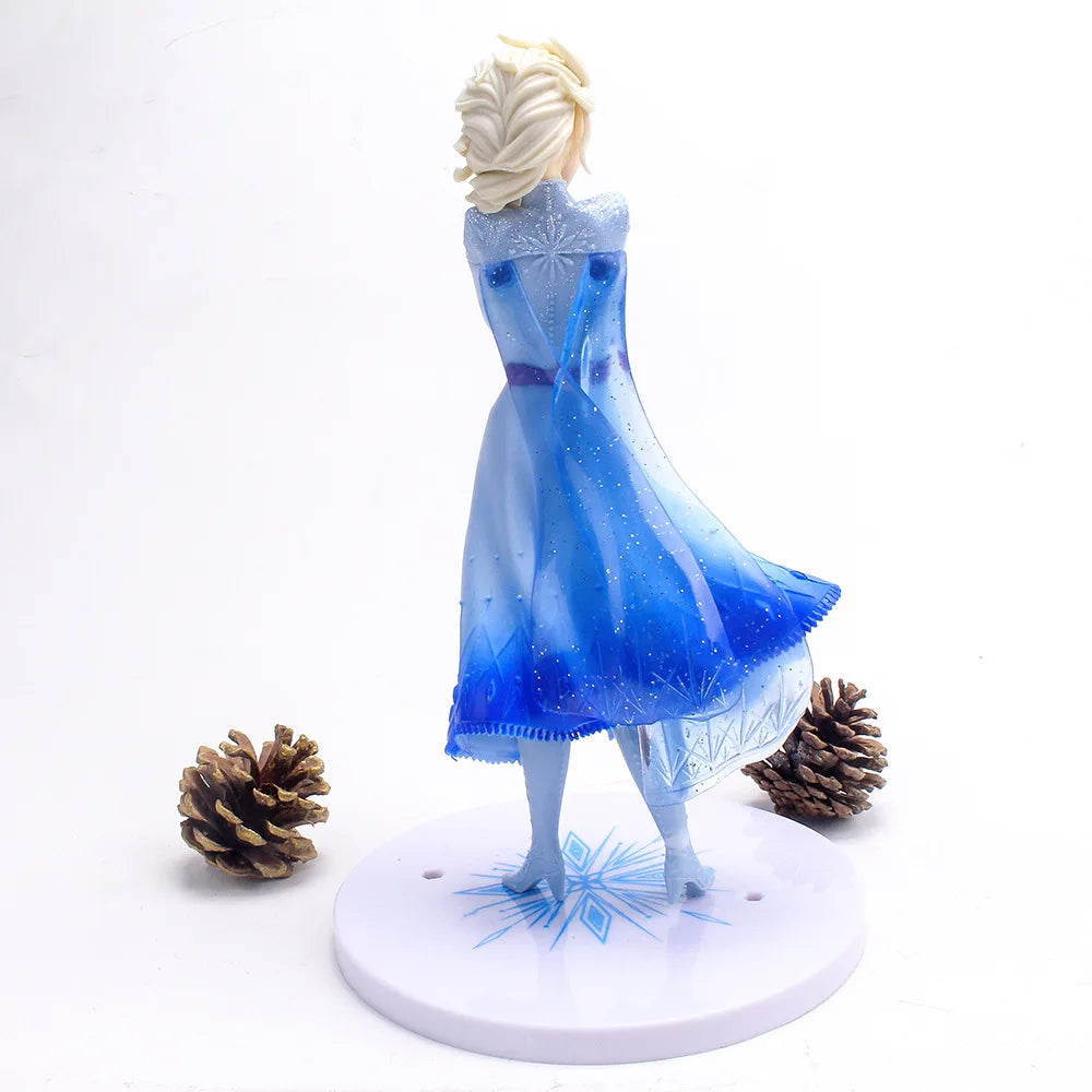21cm Disney Frozen Snow Queen Elsa Princess Holding Fire Dragon In Hand PVC Action Figure Anime Doll Toys Christmas Gift For Kid