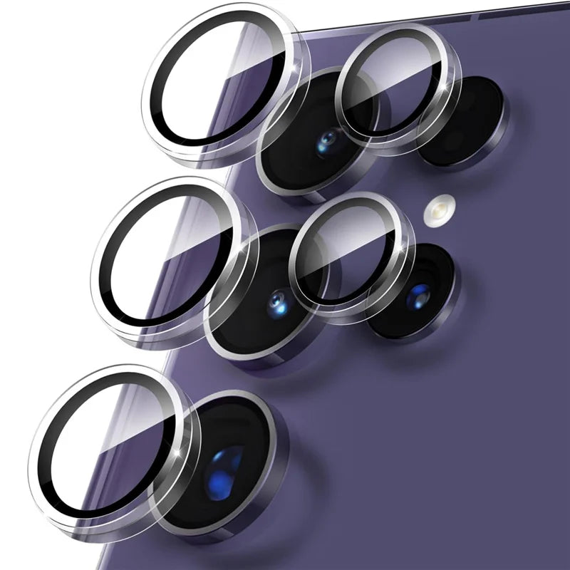 Metal Lens Ring Glass For Samsung Galaxy S24 S23 S22 Ultra Plus Z Flip Fold 6 Camera Protection Cover Tempered Glass Accessories