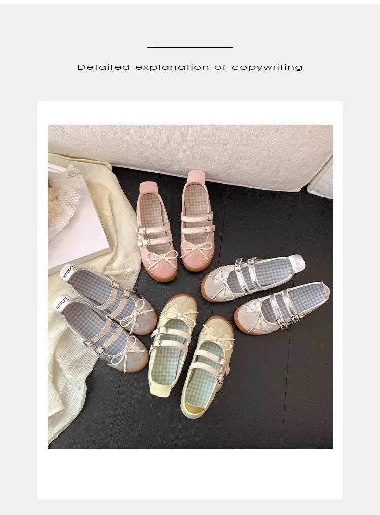 Women Flats Bow Ballet Dance Mary Jane Shoes Summer Sandals 2024 Fashion New Brand Dress Designer Casual Shallow Zapatos Mujer