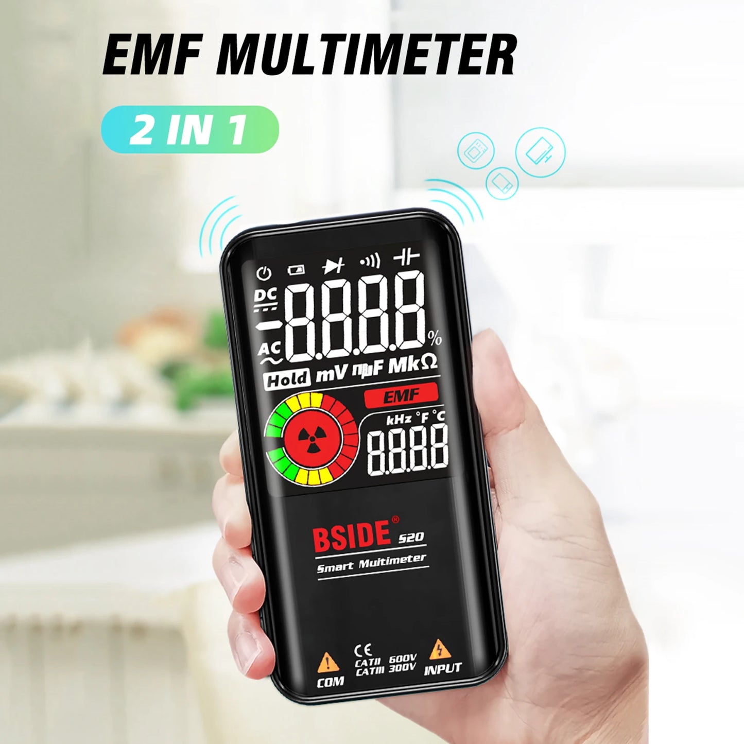 BSIDE S20/A10/A1 Intelligent EMF Multimeter 9999 Counts Rechargeable Meter Radiation Monitor AC/DC Voltmeter Ohmmeter Test