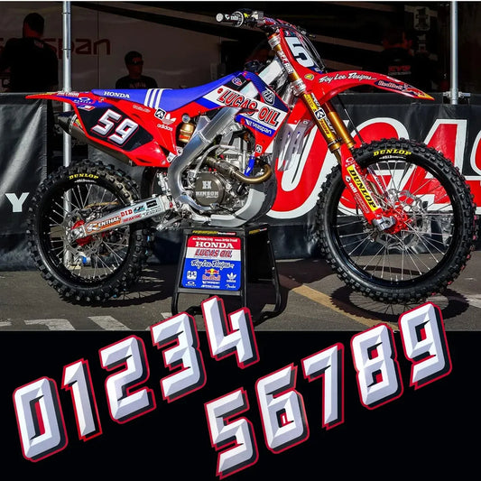 Motorcycle Racing Arabic Numbers Stickers DIY Refit Reflective Sticker Number Helmet Car Styling 3D Realistic Motorcycle Decals