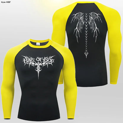 Camiseta de compresión con estampado de anime Y2K para hombre, para correr, de secado rápido, para fitness, gimnasio, transpirable, para deportes, Rash Guard, MMA 