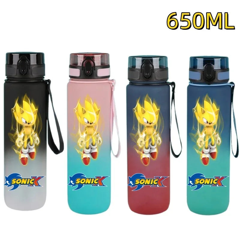650ML Sonic Hedgehog Sport Water Bottle Large Capacity Cartoon Portable Plastic Water Bottle Drinking Cup Student Birthday Gifts