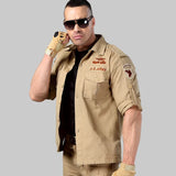 Short Sleeved Shirts Men Tactical T-shirt Spring Summer Workwear Cotton Vintage Shirt  Army Embroidery Pocket Cargo Tees