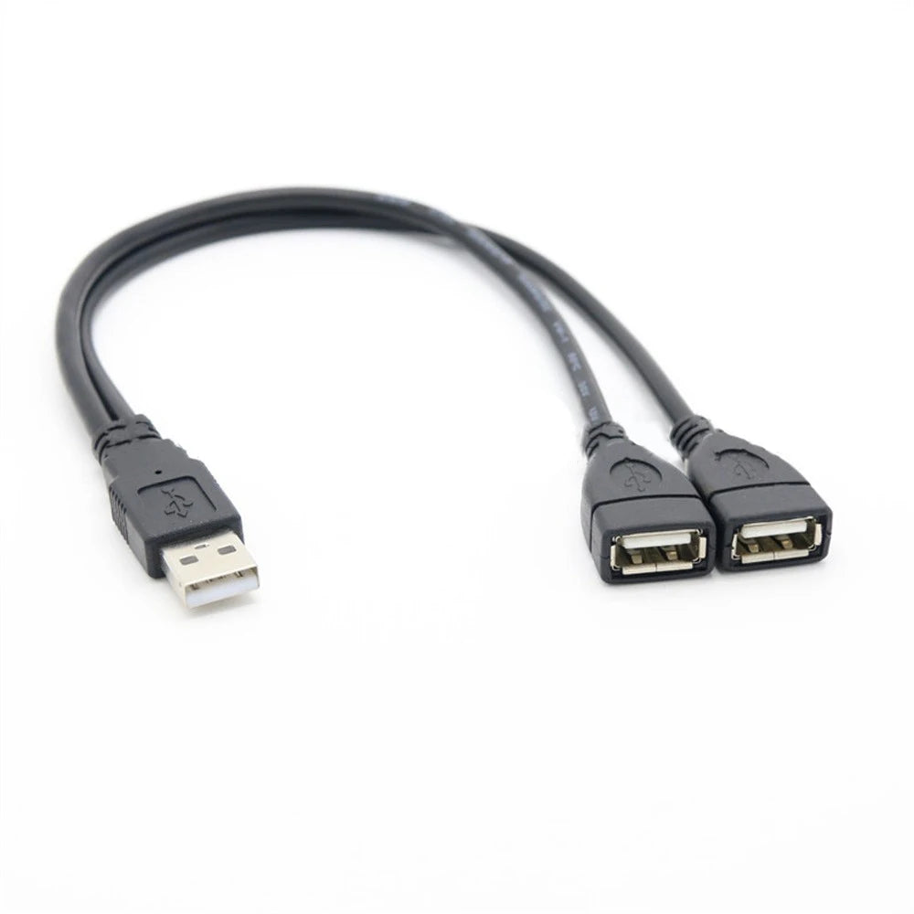 2.0 A 1 male to 2 Dual USB Female Data Hub Power Adapter Y Splitter USB Charging Power Cable Cord Extension Cable