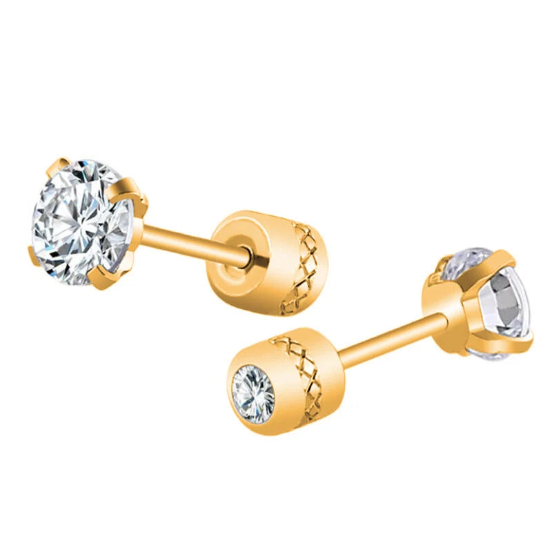 Stainless Steel Crystal Earrings for Men and Women, Non-Fading Earrings, Jewelry, 1 Pair