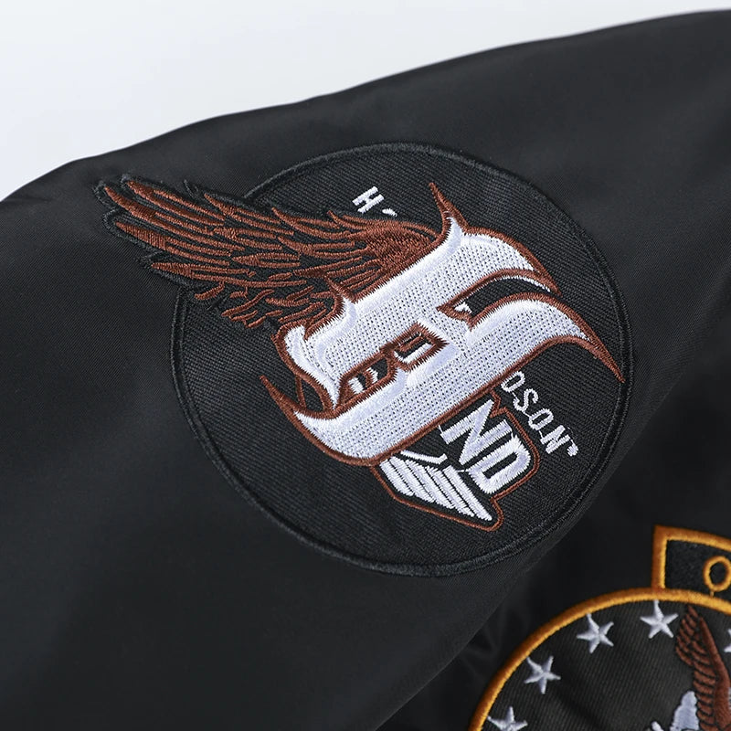 Chaqueta de vuelo de águila, ropa de trabajo para hombre, primavera y otoño, uniforme de béisbol de piloto, traje de vuelo táctico bordado, industria pesada, negro
