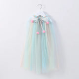 Summer Girl Princess Party Accessories Cloak Snow Queen Elsa Anna Costume Cape Rapunzel Aurora Sequins Tulle Halloween Mantle