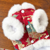 New Year Autumn Winter Double Layer Fleece Pet Clothes Chinese Style Jade Rabbit Design Warm Coat for Dogs Cats Festive Holiday