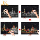 2 Sheets Scratch Paper Art Kit DIY Craft World Landmarks Animals City Scene Stylus Drawing Toy Adult Stress Relief Creative Gift