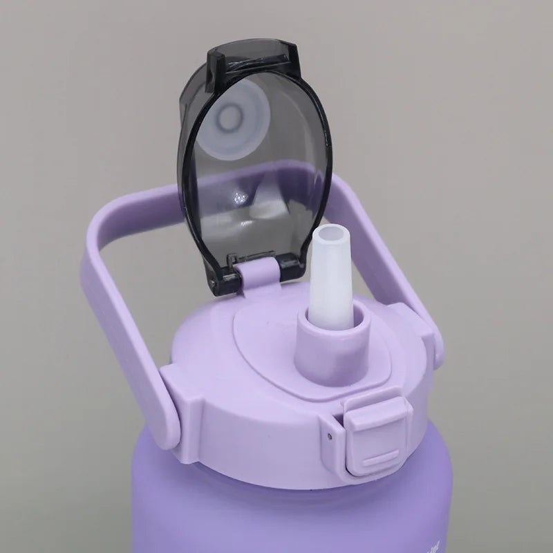 2025 Spring/Summer 2L Large Capacity Outdoor Plastic Bouncing Straw Sports Water Bottle Leak-proof Portable Refill Cups