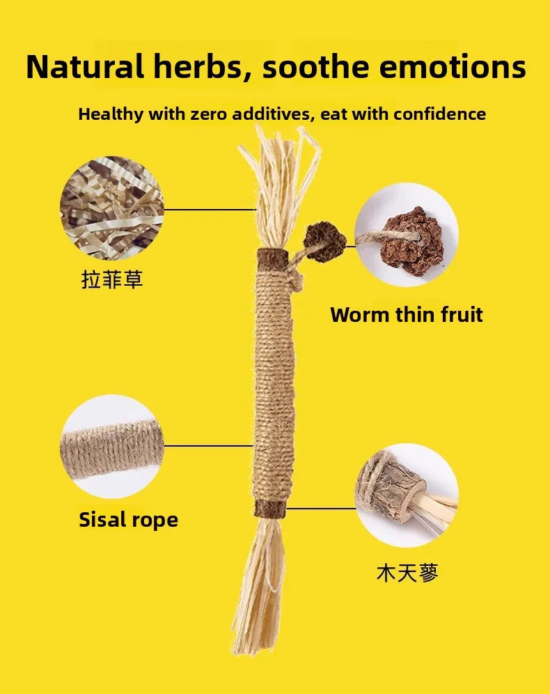 New Toy Cat Chew Toys Silvervine Chew Stick with Catnip Wooden Cleaning Pet Snack Sticks Kitty Raffia Grass Training