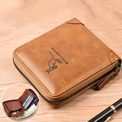 Genuine Leather Men's Wallet Luxury Short RFID Card Holder for Men Zipper Coin Purse Portable Male Wallets Billfold