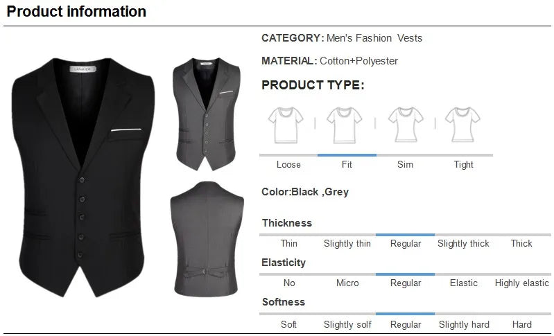 M-6XL Dress Vests For Men Slim Fit Mens Suit Vest Male Waistcoat Gilet Homme Casual Sleeveless Formal Business Jacket Plus Size