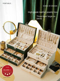 Caja organizadora de joyas de alta gama con gran capacidad y diseño exquisito para collares y pendientes