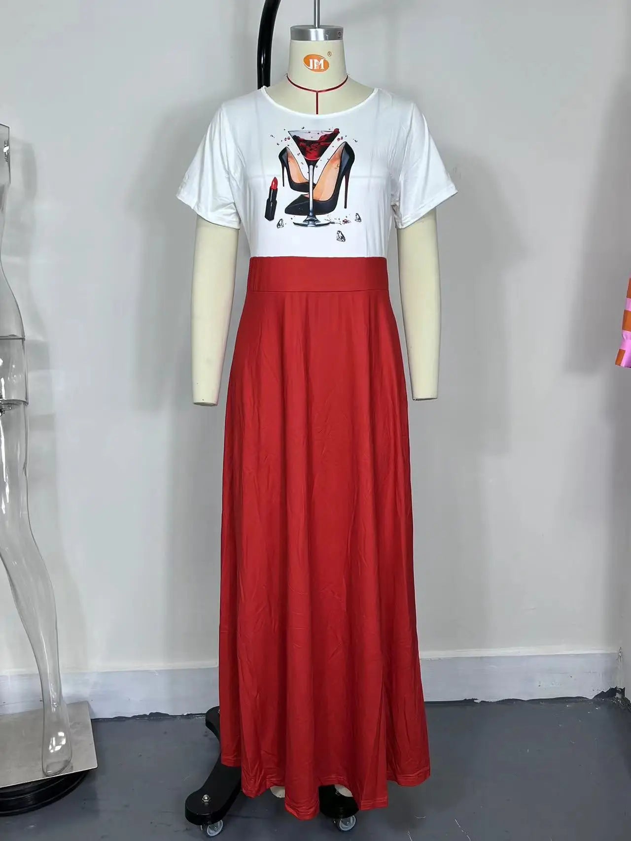 AliExpress-Vestido feminino de manga curta, vestido casual estampado em patchwork, europeu e americano, plus size, além das fronteiras, verão, novo, 2024