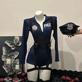 Halloween Sexy Cop Cosplay Erotic Lingerie Policewoman Costume Police Uniform Women Jumpsuit Nightclub Performance Costumes