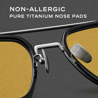 Gafas de sol CAPONI de visión nocturna, fotocromáticas, UV400, de diseñador de marca, de acetato de titanio puro, para hombre, BSYS6618
