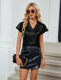 2026 Fashion Summer Casual Shirts Office Lady Tops Mujer Elegant Simple Chiffon Blouse Women Short Sleeve V-Neck Woman Clothes