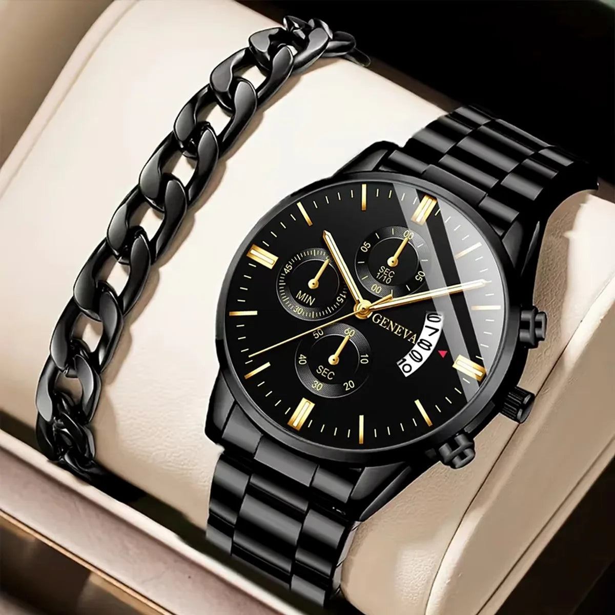 Fashion Men Stainless Steel Watch Luxury Calendar Quartz Wristwatch Men's Business Watches for Men Clock Montre Homme