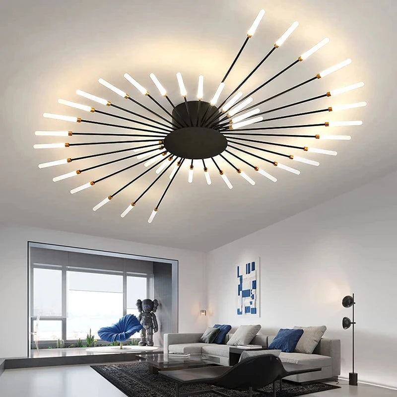Lámpara de techo LED moderna para sala de estar, comedor, dormitorio, diseño de fuegos artificiales nórdicos, decoración del hogar, iluminación interior