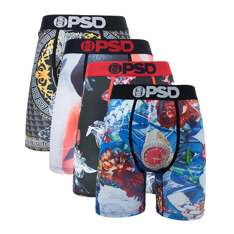 4Pcs Sexy Men Underwear Boxer Shorts Print Boxershorts Panty Cueca Male Panties Lingerie Fashion Underpants man