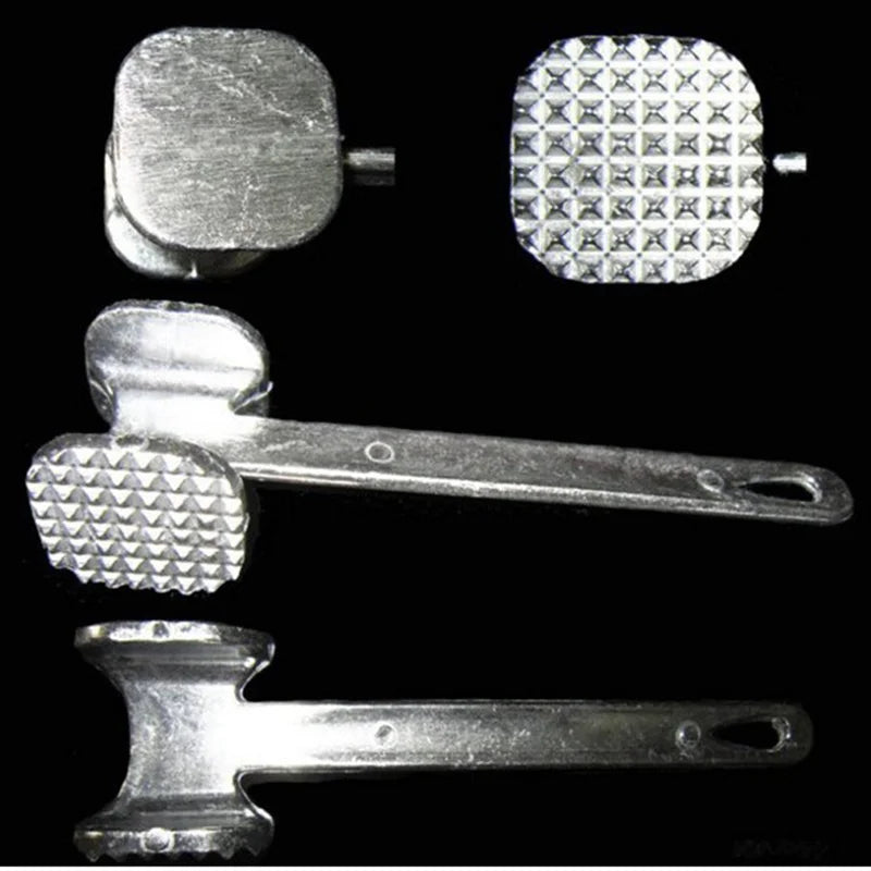 Martillo ablandador de carne de 19 cm, de aleación de aluminio, para uso doméstico, de metal, para carne, herramienta de cocina, resistente, duradero, de doble cara.