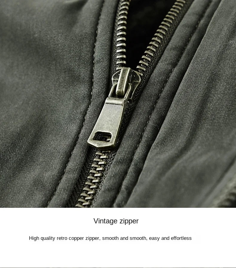 Vintage Thick Wool Parka Men's New 2024 Winter Washed Cotton Fleece-lined Warm Work Jacket Outdoor Camping Hunting Velvet Coats