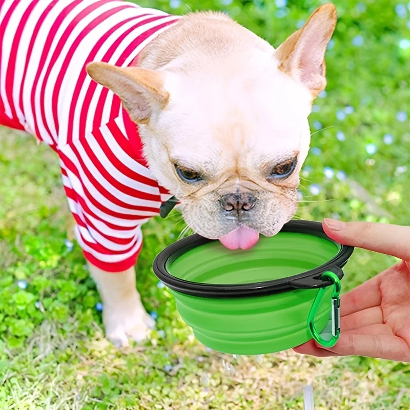 Comedero portátil para mascotas, de TPR duradero, plegable, de silicona, para gatos y perros, para viajes al aire libre, para agua y comida.
