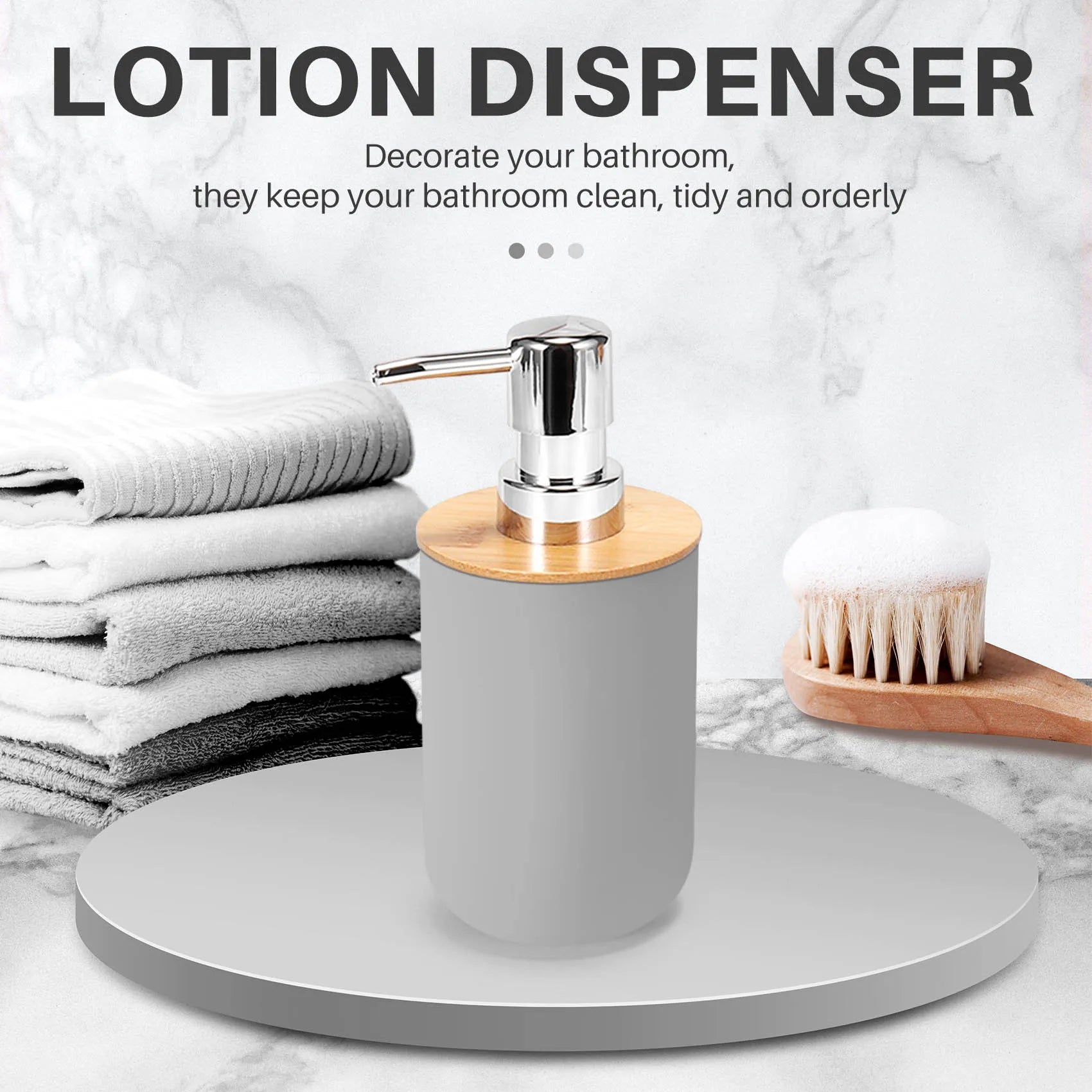 Bathroom Accessories Set Soap Dispenser Bottle Dish Washroom Toothbrush Holder Cup Suit Gray