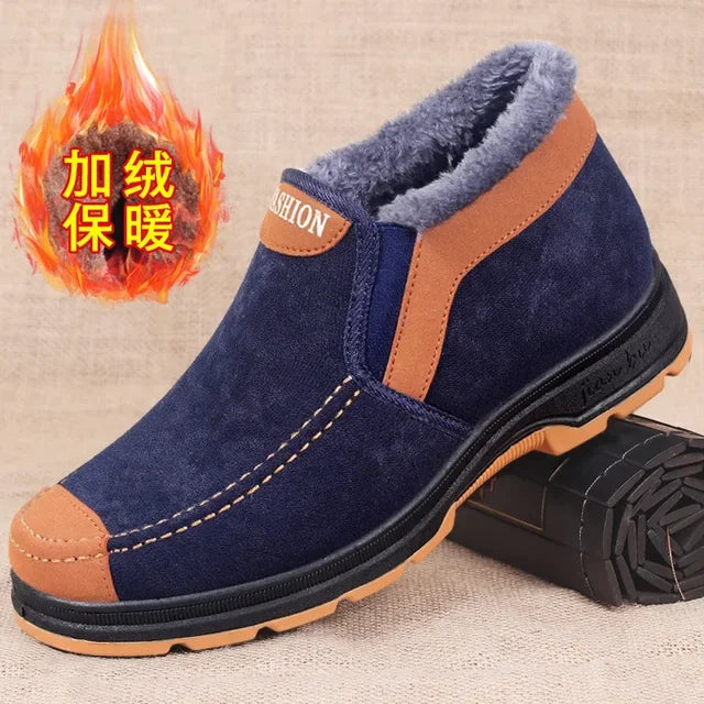 Men's cotton shoes winter fashion shoes men's snow boots plush thickened comfortable and warm walking shoes boots men2024 