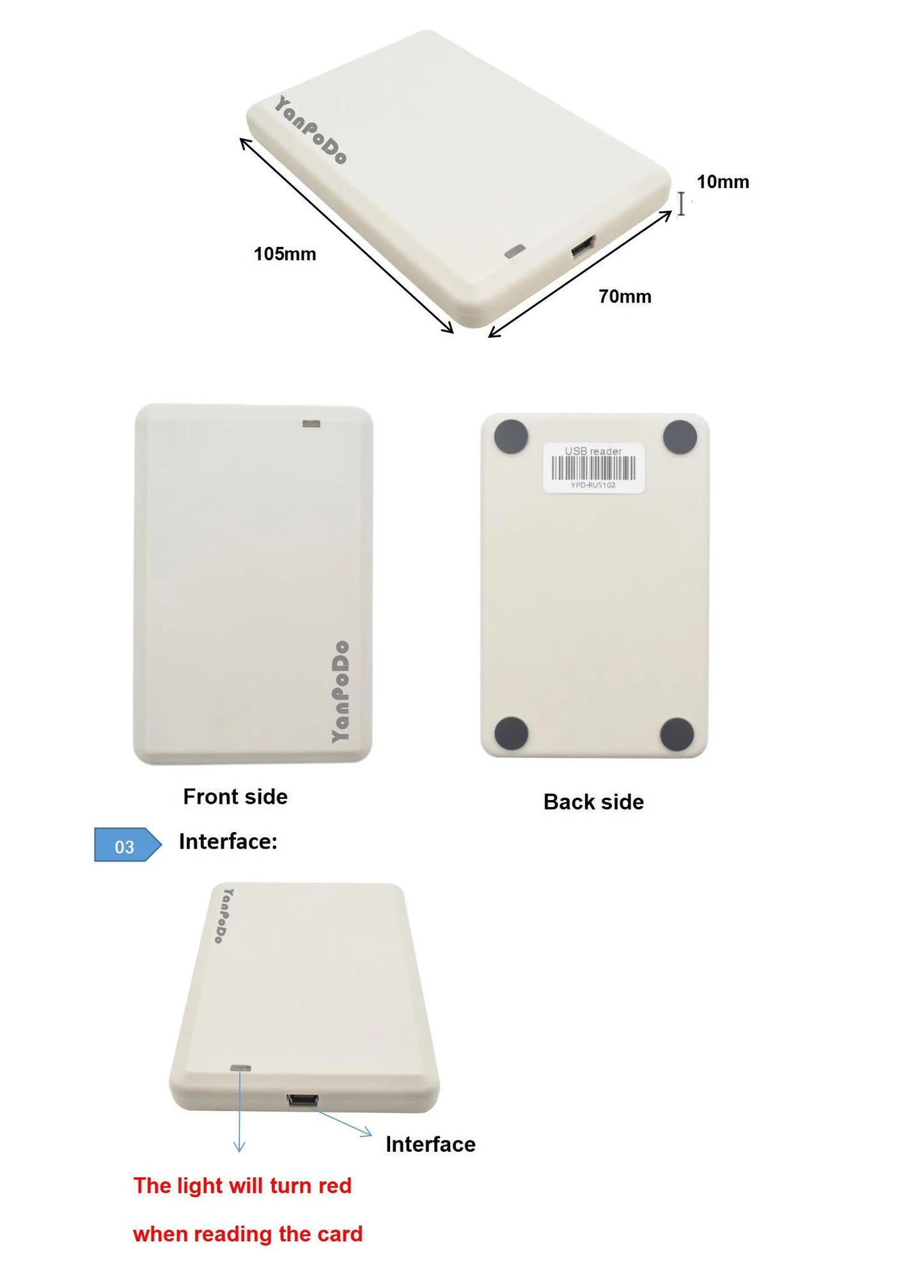 YANPODO USB Programmer UHF RFID Reader and Writer 860-960Mhz with work English SDK Demo Software Source Code