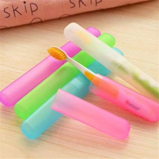 Travel portable toothbrush box set, candy colored toothbrush head protective cover, dust-proof dental appliance storage box