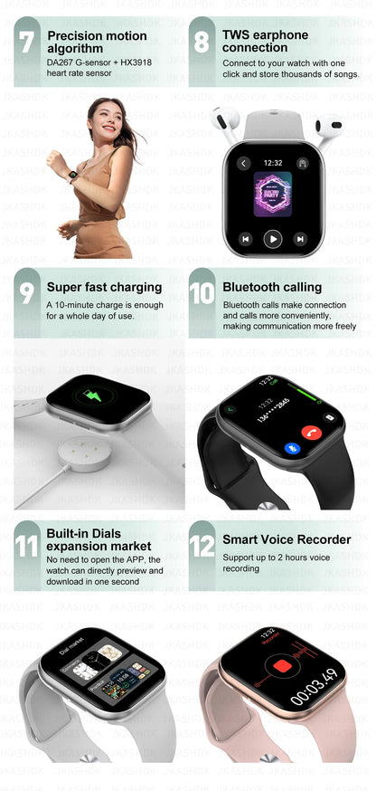 New For Apple Watch 10 GPS NFC Smart Watch Men Women Wireless Charging BT Call Waterproof HD AMOLED Smartwatch For Android IOS