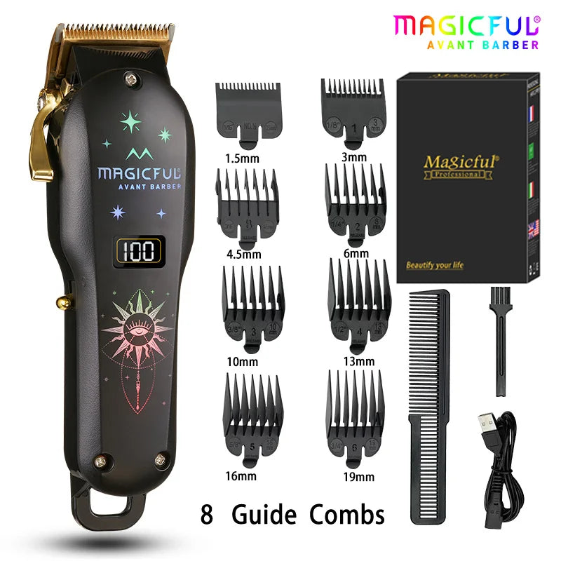 MAGICFUL New Professional Hair Clipper Rechargeable Electric Trimmer For Men Beard Kids Barber Cutting Machine Haircut Machine