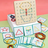 Montessori Baby Creative Toy Graphics Rubber Tie Nail Boards with Cards Childhood Education Preschool Kids