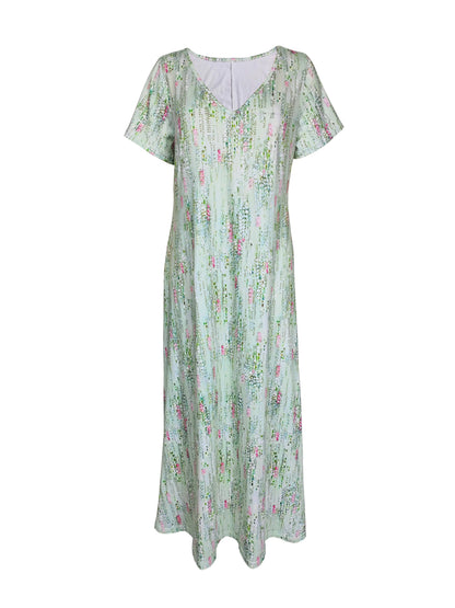 2024 aliexpress europa e américa plus size feminino cross border verão nova moda impressão vestido com decote em v
