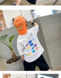 Camiseta de manga corta de verano para niños, Top de cuello redondo para niños pequeños y medianos, moda informal versátil de media manga