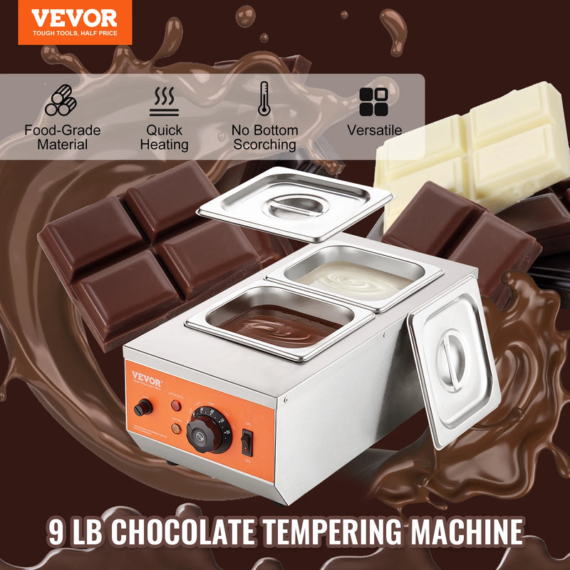 SucceBuy 2 3 Tanks Electric Chocolate Tempering Machine Chocolate cascade Melting Pot for Kitchen home appliance