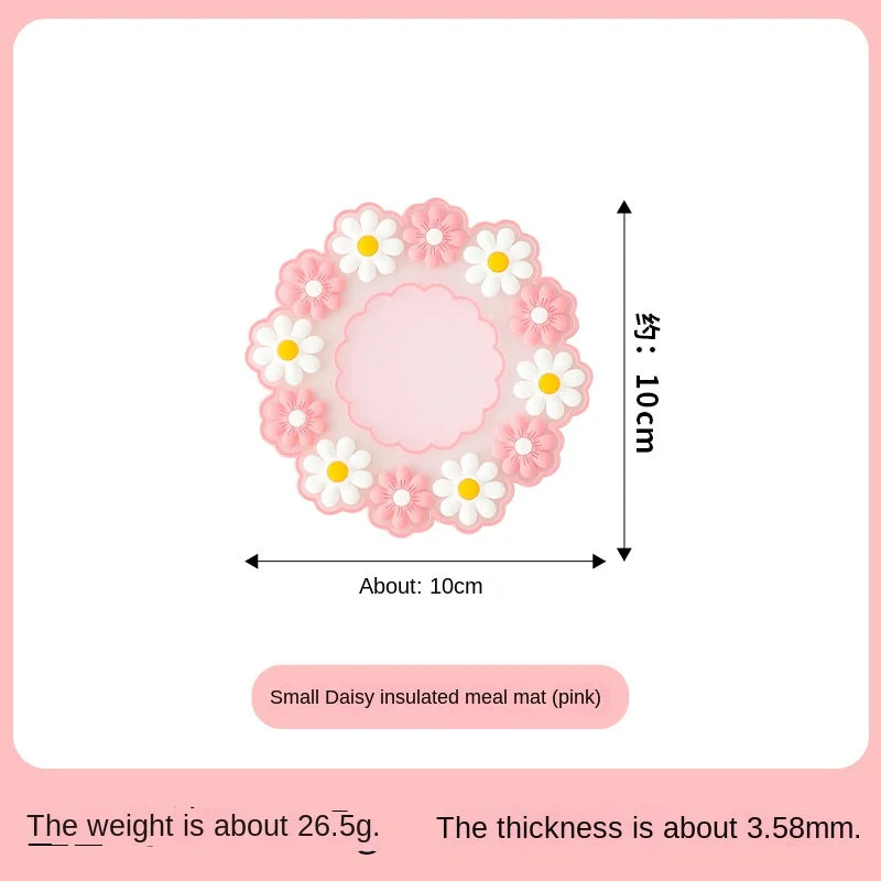 Round Daisy Heat Resistant Silicone Mat  Cup Coasters Insulation Non Slip Pot Holder Thicken Table Placemat Kitchen Accessories