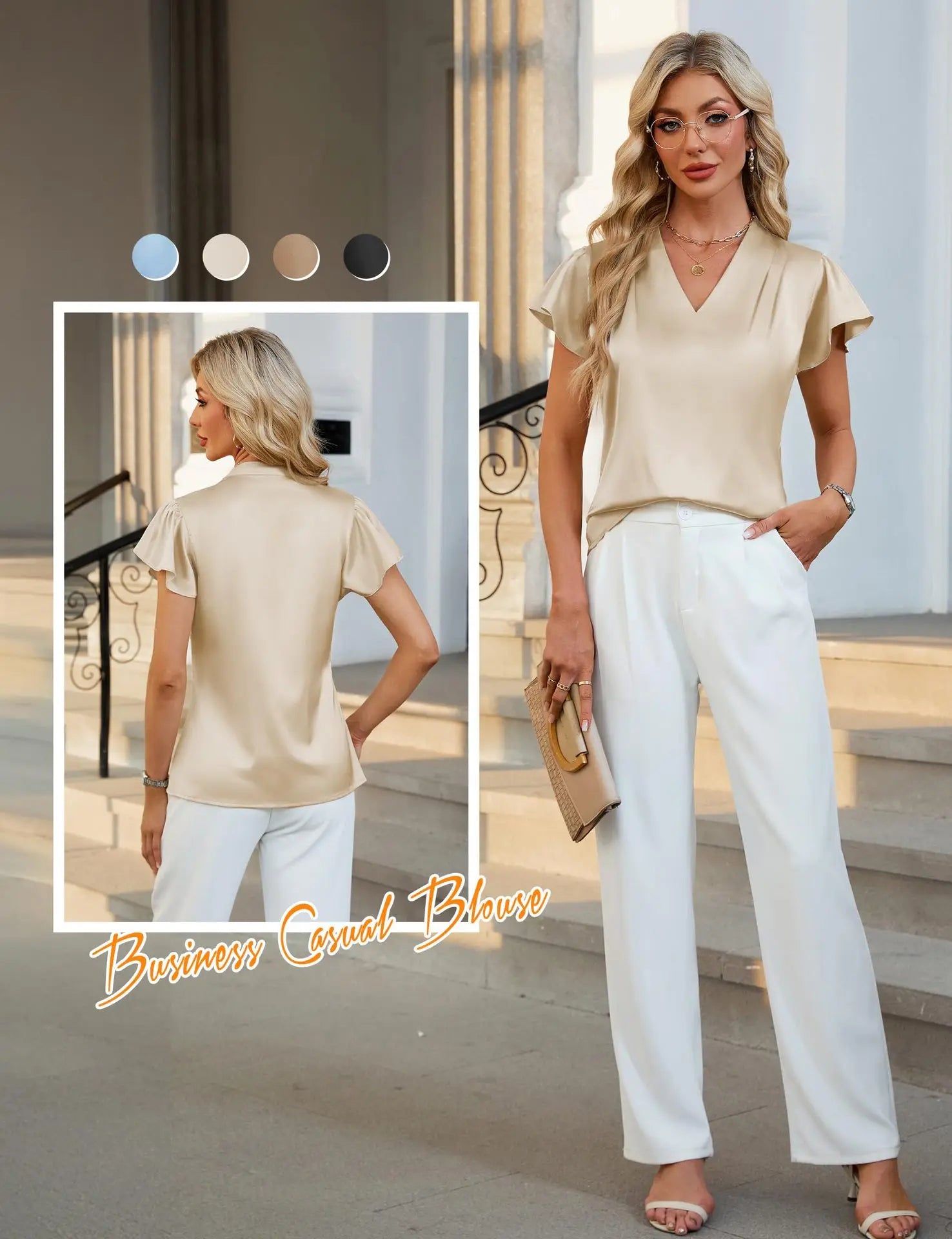 2026 Fashion Summer Casual Shirts Office Lady Tops Mujer Elegant Simple Chiffon Blouse Women Short Sleeve V-Neck Woman Clothes